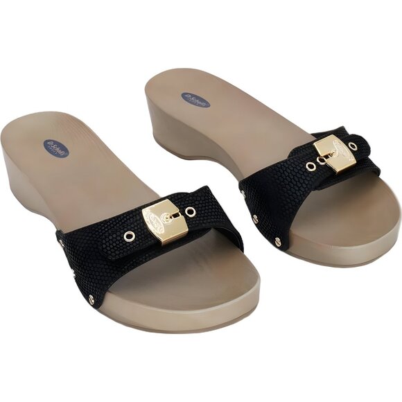 Dr. Scholl's Classic Ventura Slide Sandals Black Faux Leather Women's US 7M - Picture 4 of 6